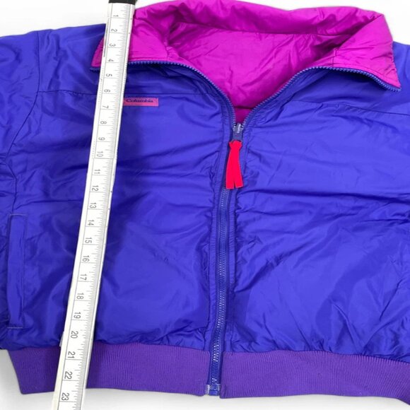 Columbia Vintage Reversible Down Puffer Bomber Ski Snow Board Jacket Women's L - Picture 7 of 8
